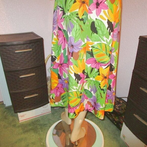 Pendleton HAWAIIAN Maxi Size 10P SKIRT Tropical POCKETS Lightweight BUTTON UP - Picture 10 of 11